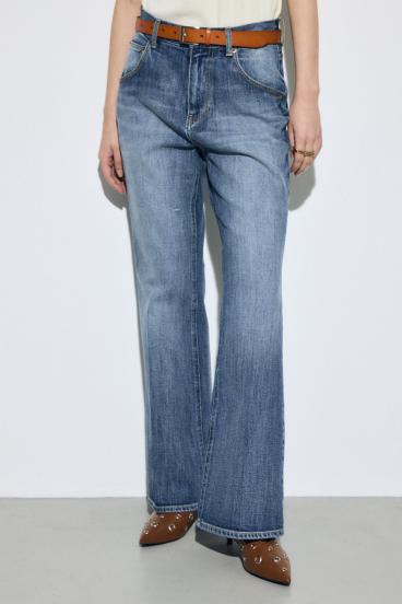 AZUL DENIM センタープレスフレアデニムロング丈 詳細画像