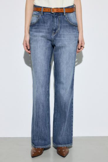 AZUL DENIM センタープレスフレアデニムロング丈 詳細画像