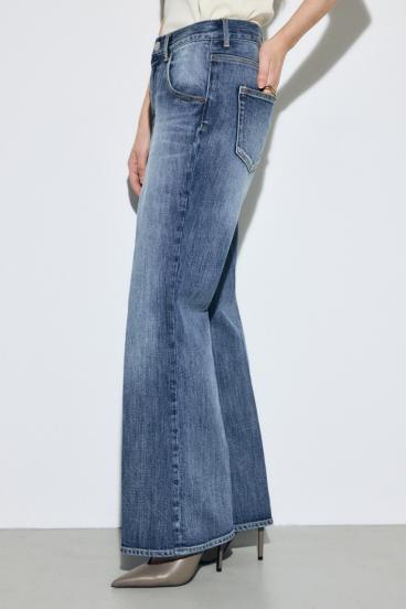 AZUL DENIM センタープレスフレアデニムロング丈 詳細画像