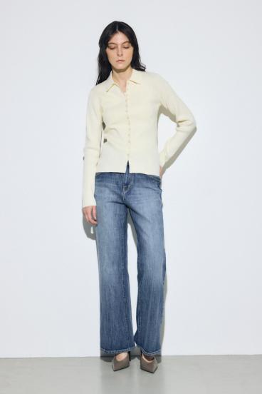 AZUL DENIM センタープレスフレアデニムロング丈 詳細画像