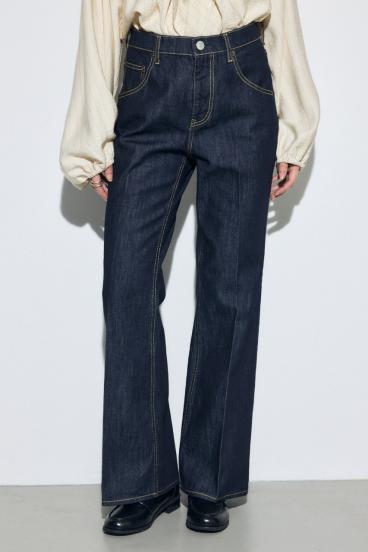 AZUL DENIM センタープレスフレアデニムロング丈