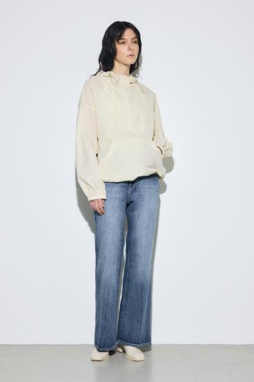 AZUL DENIM センタープレスフレアデニムショート丈 詳細画像