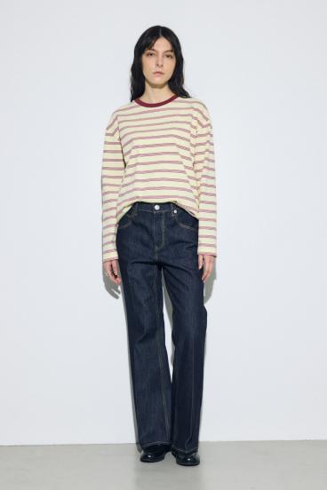 AZUL DENIM センタープレスフレアデニムショート丈 詳細画像