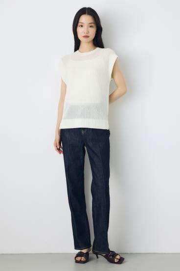 【WEB限定】AZUL DENIM センタープレスストレートデニム ショート丈 詳細画像