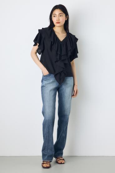 【WEB限定】AZUL DENIM センタープレスストレートデニム ロング丈 詳細画像