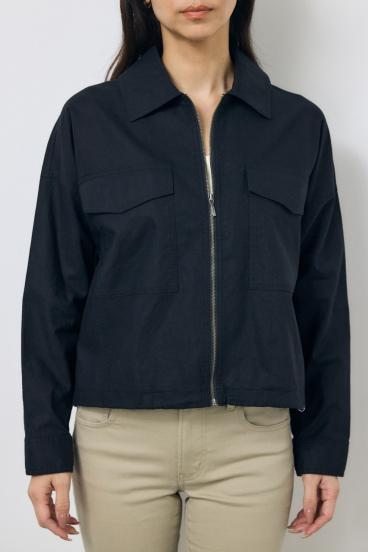 ソフトリネンステンカラーショートブルゾン 詳細画像