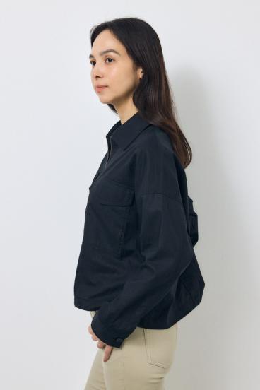 ソフトリネンステンカラーショートブルゾン 詳細画像