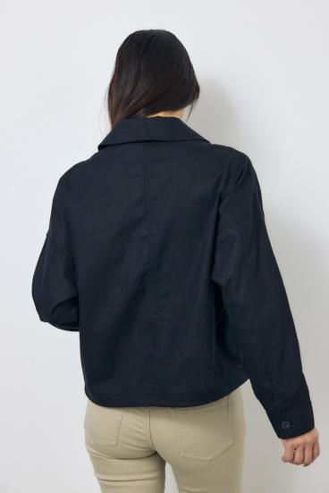 ソフトリネンステンカラーショートブルゾン 詳細画像