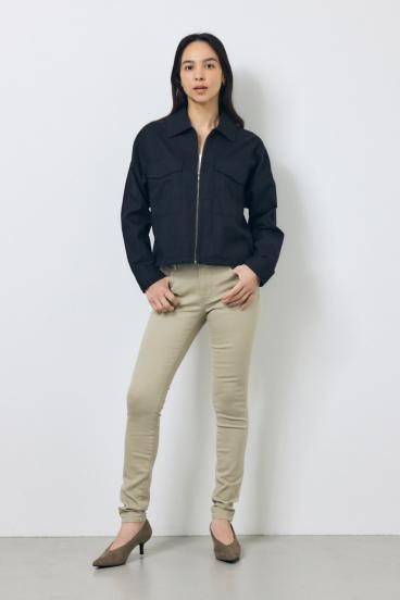 ソフトリネンステンカラーショートブルゾン 詳細画像