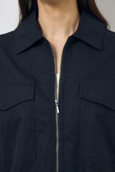 ソフトリネンステンカラーショートブルゾン 詳細画像