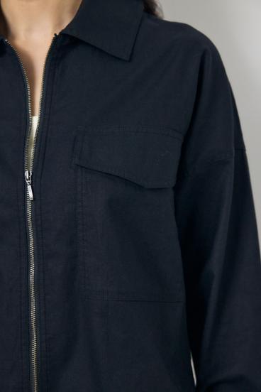 ソフトリネンステンカラーショートブルゾン 詳細画像