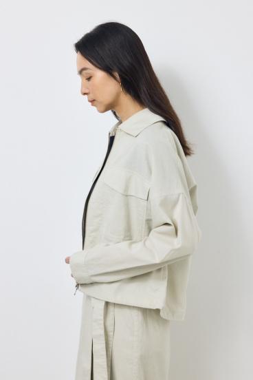 ソフトリネンステンカラーショートブルゾン 詳細画像