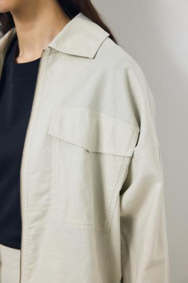 ソフトリネンステンカラーショートブルゾン 詳細画像