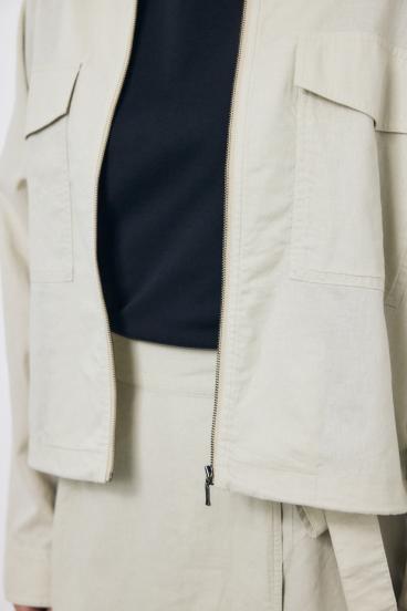 ソフトリネンステンカラーショートブルゾン 詳細画像