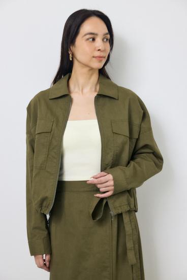 ソフトリネンステンカラーショートブルゾン