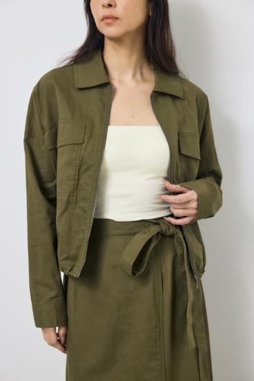 ソフトリネンステンカラーショートブルゾン 詳細画像