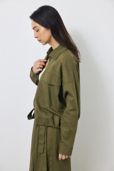 ソフトリネンステンカラーショートブルゾン 詳細画像