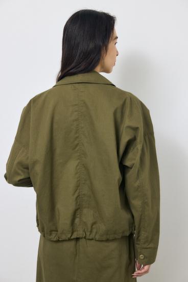 ソフトリネンステンカラーショートブルゾン 詳細画像