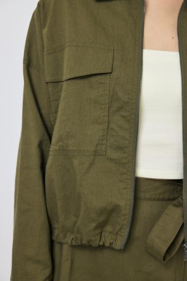 ソフトリネンステンカラーショートブルゾン 詳細画像