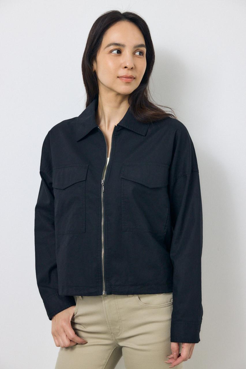 ソフトリネンステンカラーショートブルゾン