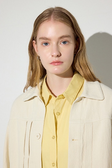 【SS先行アイテム】【着丈バリエ】コットンリネンプリーツブルゾン 詳細画像