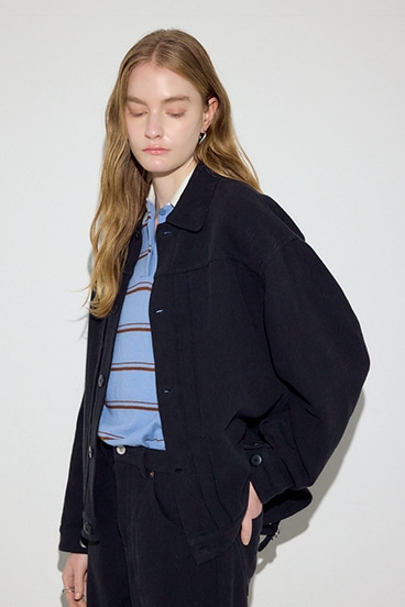 【SS先行アイテム】【着丈バリエ】コットンリネンプリーツブルゾン