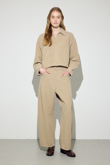 【SS先行アイテム】【着丈バリエ】コットンリネンプリーツブルゾン 詳細画像