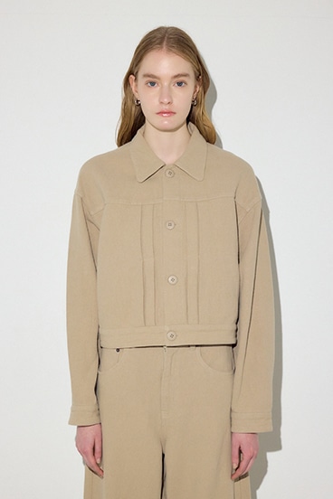 【SS先行アイテム】【着丈バリエ】コットンリネンプリーツブルゾン 詳細画像