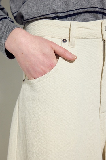 【SS先行アイテム】コットンリネンカーブワイドパンツ 詳細画像