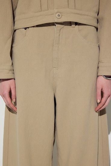 【SS先行アイテム】コットンリネンカーブワイドパンツ 詳細画像