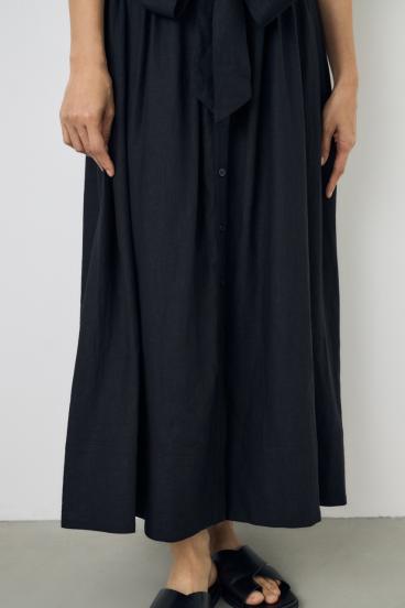 リネンベルテッドフレアボタンワンピース 詳細画像