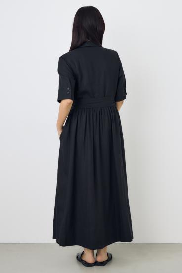 リネンベルテッドフレアボタンワンピース 詳細画像