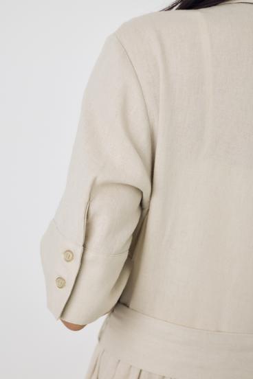 リネンベルテッドフレアボタンワンピース 詳細画像