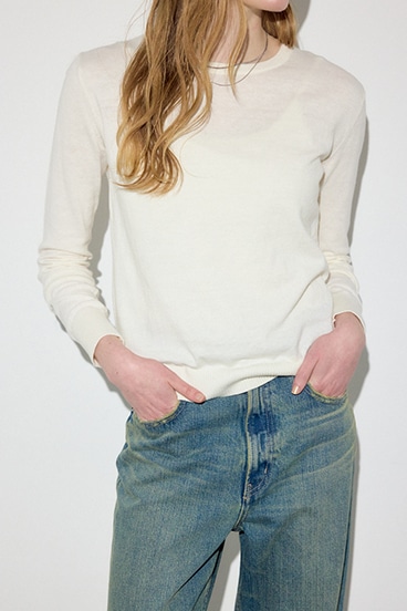 【SS先行アイテム】カシミヤミックスクルーネックニット