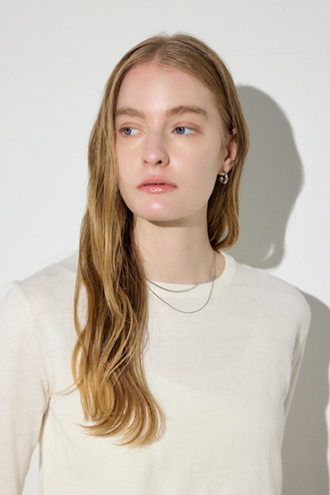 【SS先行アイテム】カシミヤミックスクルーネックニット 詳細画像