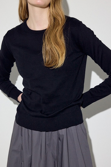 【SS先行アイテム】カシミヤミックスクルーネックニット