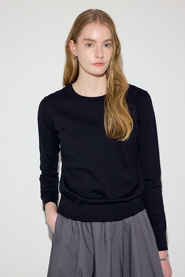 【SS先行アイテム】カシミヤミックスクルーネックニット