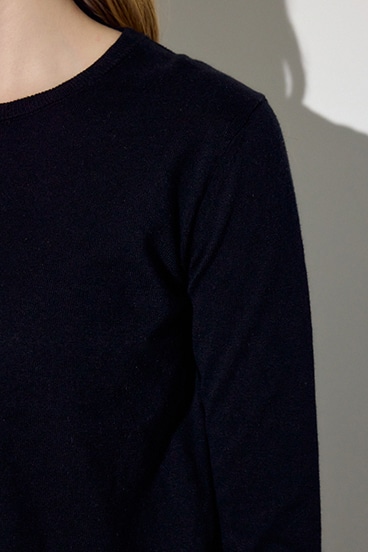 【SS先行アイテム】カシミヤミックスクルーネックニット 詳細画像