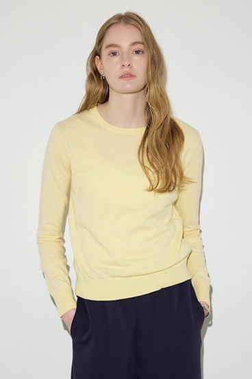 【SS先行アイテム】カシミヤミックスクルーネックニット