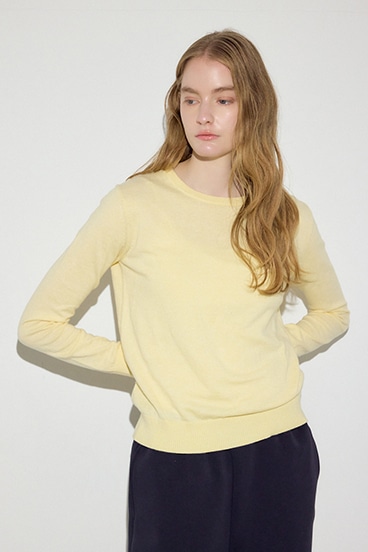 【SS先行アイテム】カシミヤミックスクルーネックニット