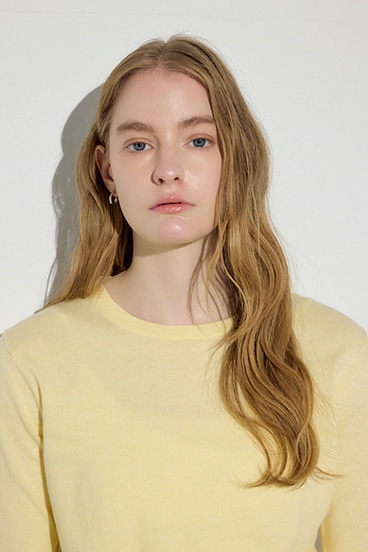 【SS先行アイテム】カシミヤミックスクルーネックニット 詳細画像