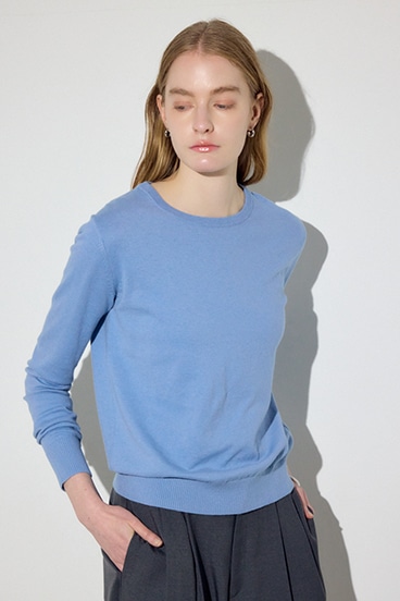 【SS先行アイテム】カシミヤミックスクルーネックニット