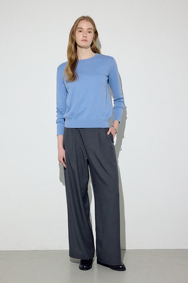 【SS先行アイテム】カシミヤミックスクルーネックニット 詳細画像