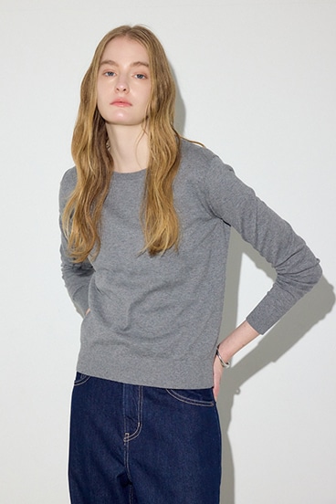 【SS先行アイテム】カシミヤミックスクルーネックニット