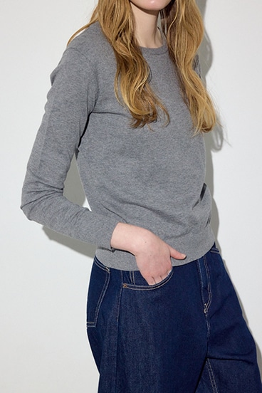 【SS先行アイテム】カシミヤミックスクルーネックニット