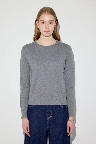 【SS先行アイテム】カシミヤミックスクルーネックニット 詳細画像