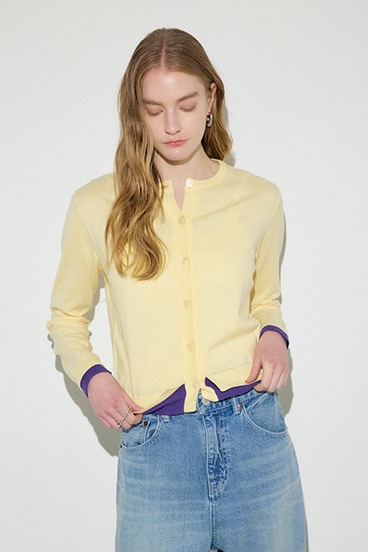 【SS先行アイテム】カシミヤミックスレイヤードニットカーディガン