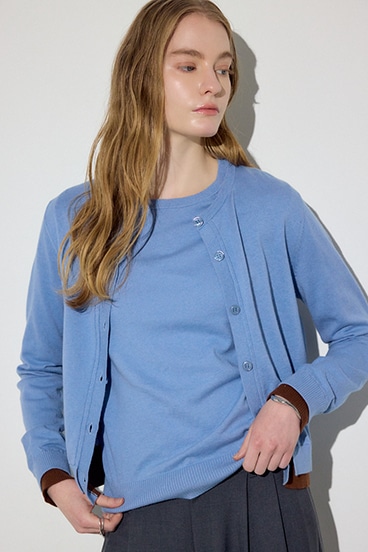 【SS先行アイテム】カシミヤミックスレイヤードニットカーディガン