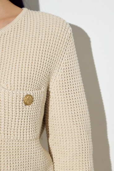 クルーネックツイードライクニットジャケット 詳細画像