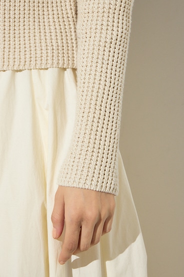 クルーネックツイードライクニットジャケット 詳細画像